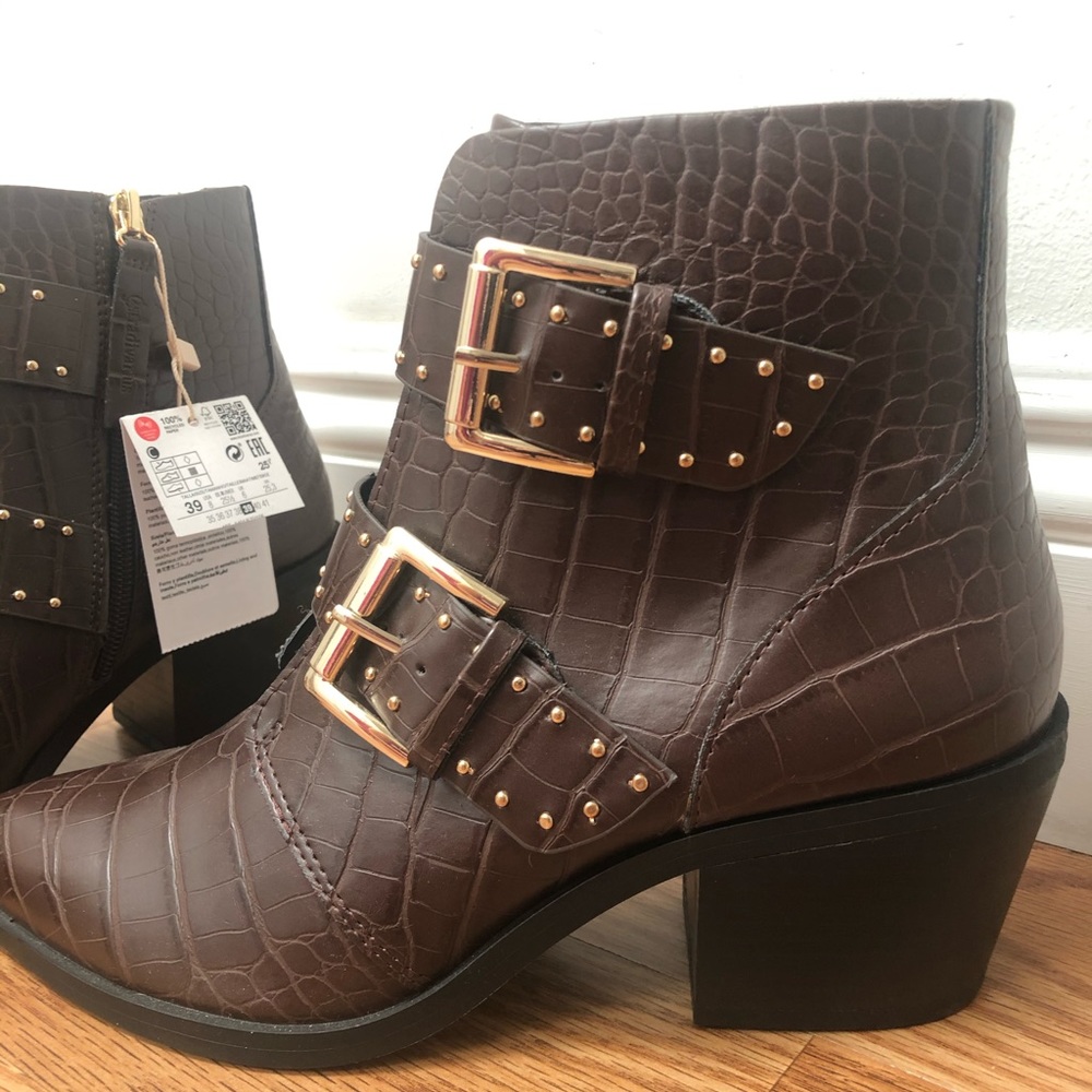 Stradivarius mic croc buckle heeled boots - Picture 1 of 2